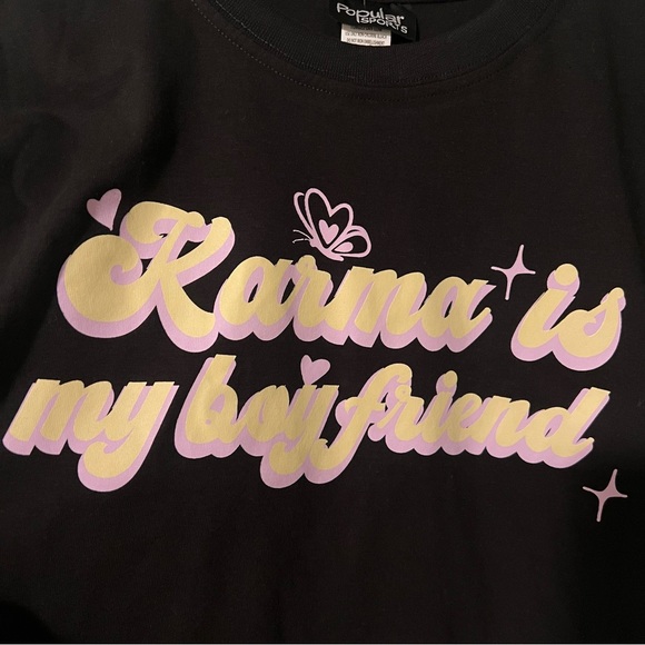 PacSun Tops - Taylor Swift Lyric “Karma is my Boyfriend” crop graphic tshirt 100% cotton M